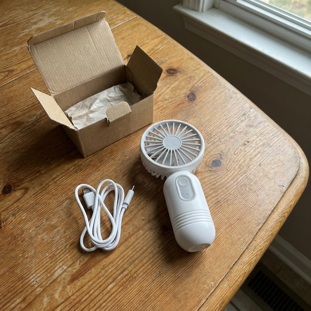 Kundenfoto: AirBreeze ausgepackt mit USB-C-Kabel