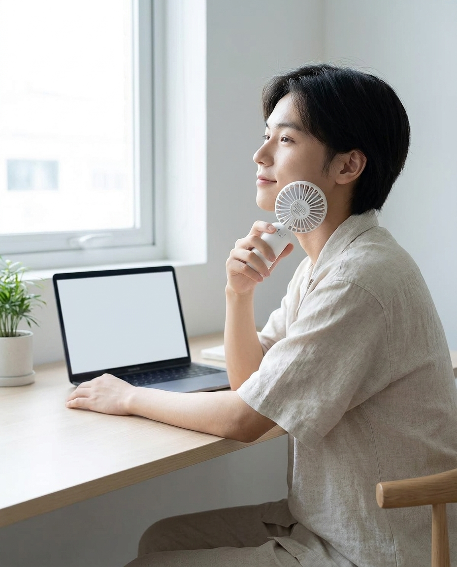 AirBreeze Mini-Handventilator im Büro