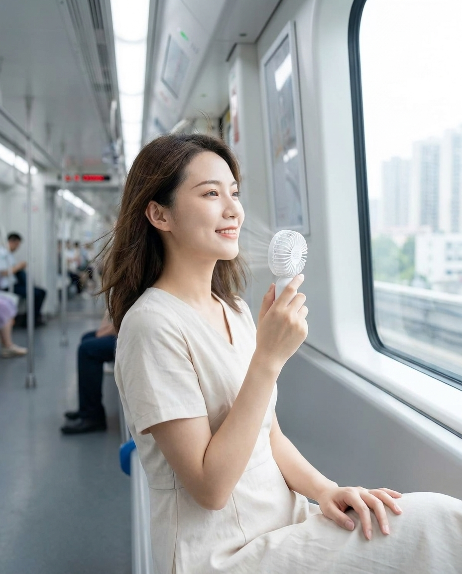 AirBreeze beim Pendeln in der Bahn